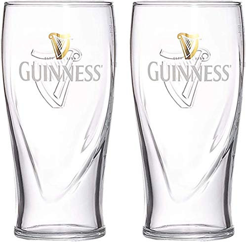 Guinness Bierglas, offizielles Merchandise-Produkt, mit Prägung, 2 Stück