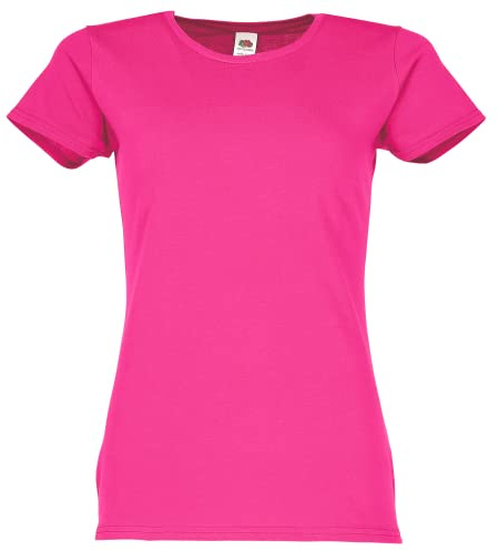 Fruit of the Loom Ladies Iconic T-Shirt Größe S - XXL, Farbe:Fuchsia, Größe:L