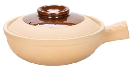 XICHENGSHIDAI Keramik Tontopf mit Griff, Kasserolle Eintopf mit Deckel, Suppentopf Kochgeschirr Hitzebeständige Schale mit Griff - 1000ml