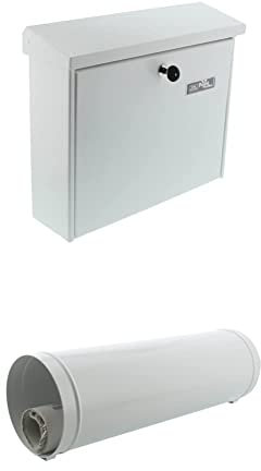 Burg-Wächter Briefkasten, A4 Einwurf-Format, EU Norm EN 13724, Inkl. 2 Schlüsseln, Journal 5867 W + Purposed Value: Zeitungsrolle, verzinkter Stahl, rund, News 5800 W, Bx∅ 400x120 mm, Weiß