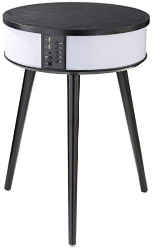 Northpoint Tragbarer Aufladbarer LED Tisch mit Licht und Bluetooth Lautsprecher mit Farbwechsel und Wireless Charger Schwarz