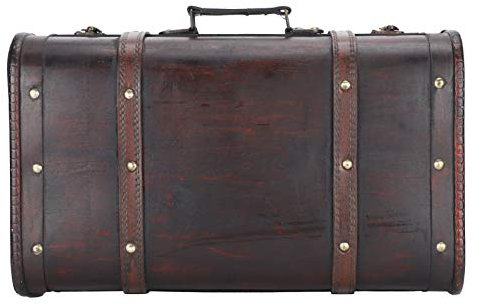 Antiker Holzkoffer, Große Innenkapazität Starke Tragfähigkeit Holzkoffer, Retro Nostalgischer Koffer für Heimtextilien Wohnzimmer Home Hotel