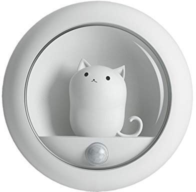 LED Motion Sensor Night Light, Creative Cat Smart LED Night Light PIR Motion Sensor USB Rechargeable Bedside Lamp for Room Hallway Pathway Decoration