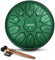 LEKATO Zungentrommel 6 Zoll, Tongue Drum mit 11 Tönen, D-Dur, Legierter Stahl, mit Stoffbeutel, Steel Pan Schlaginstrument für Anfänger, Handpan Drum für Klangheilung Meditation Yoga, Jadegrün
