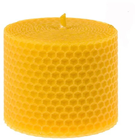 Hahn Kerzenfarm 100% Bienenwachs Wabenstumpen 62x75mm, Unparfümiert, Stumpenkerze