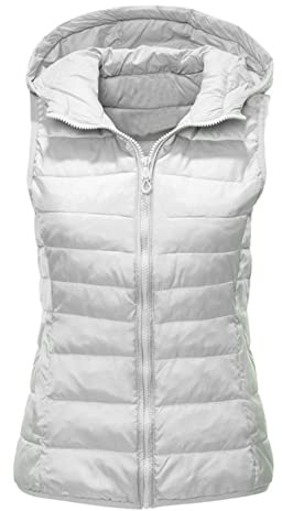 Cocila Womens Plus Size Waistcoat Lightweight Quilted Body Warmer Hooded Gilets Bodywarmer Winter Zipper Padded Warm Coat Thicken Sleeveless Down Jacket Zip Up Winter Vest with Pockets S-4XL