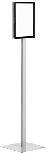 Durable Infoständer mit drehbarer A4 Tafel, zweiseitig lesbar, mit zwei schwarzen Magnetrahmen, grau, 501257