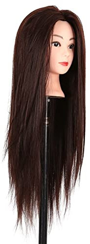 Trintion Frisierkopf Trainingsköpfe Übungskopf Friseur 24 Synthetik Haar Trainingskopf Frisurenkopf Puppenkopf Frisierkopf Halter mit DIY Haar Zubehör Styling Set