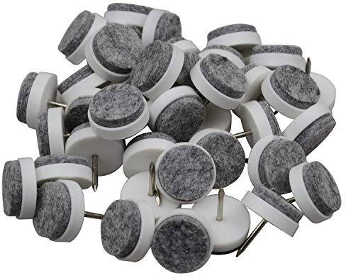 Gutapo Feltrini rotondi resistenti con chiodi, per mobili, sedie, tavoli, gambe, piedini protettivi per pavimenti, scivolano senza intoppi (bianco, 28 mm (40 pezzi)
