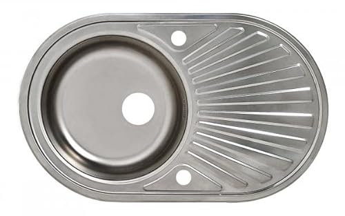 Einbauspüle aus Edelstahl 78x48 cm Oval Spülbecken Küchenspüle Edelstahlspüle Waschbecken inkl. zubehör und Siphon Set