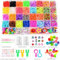 TONZACK 2800 Elastische Gitter-Armbänder,Loom Bänder Set,40 Rastern Gummibänder Loops,Bunte DIY-Set für Kinder Mit Verschiedenen Perlen und Rahme,Elastisches Loombänder,Jungen-und Mädchengeschenke