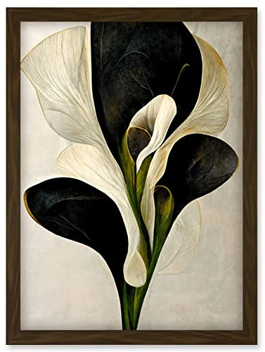Doppelganger33 LTD Beautiful White Calla Lily Flower Abstract Bouquet Artwork Framed Wall Art Print A4