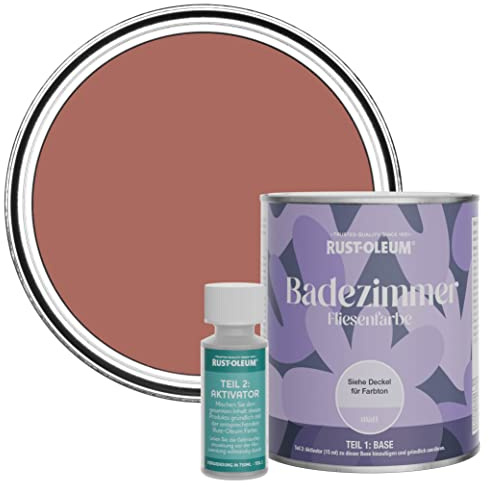 Rust-Oleum Red Water-Resistant Bathroom Tile Paint in Matt Finish - Salmon 750ml