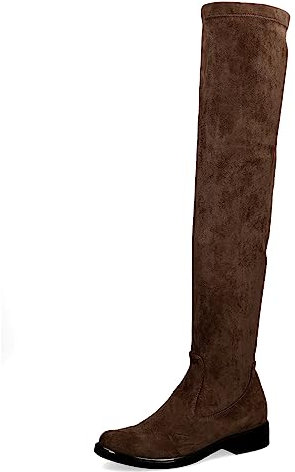 CAPRICE Damen Overknee Stiefel Flach Elegant Weite G, Braun (Dk Brn Stretch), 38.5 EU