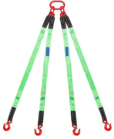 QWORK 5Ft Chain Sling, 13220lbs Sling Chain, 6T Chain Hoist, with 4 Legs Grab Hook and Adjuster, G80 Alloy Steel Engine Lift Chain Link Eye Hook Complete Rigging for Safe Towing and Handling of Cargo