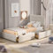 Oyemige Polsterbett 90 x 200 cm mit Lattenrost, Rückenlehne und Zwei Schubladen, hautfreundlicher Samtstoff Bett Einzelbett Kinderbett, Jugendbett Gästebett (Ohne Matratze) (Beige)
