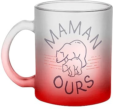 Fabulous Mug en Verre Rouge - Maman Ours Famille Mignon Animal