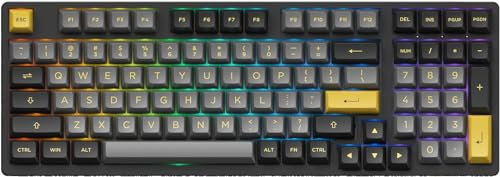 Akko 3098B Hot-swappable Mechanical Keyboard with RGB Backlight, PBT Keycaps, Black&Gold Creamy Gaming Keyboard with Number Pad Software for Mac & Win