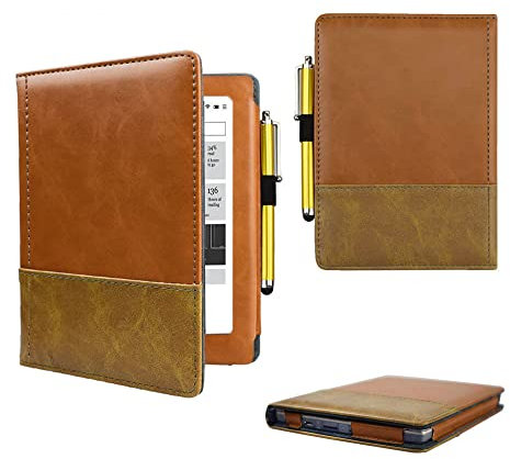 Étui pour liseuse Kobo Aura 6 (modèle N514) version 2013 – Business Slim Advanced Classic Antique Smart PU Cuir PU avec mise en veille/réveil automatique (marron)