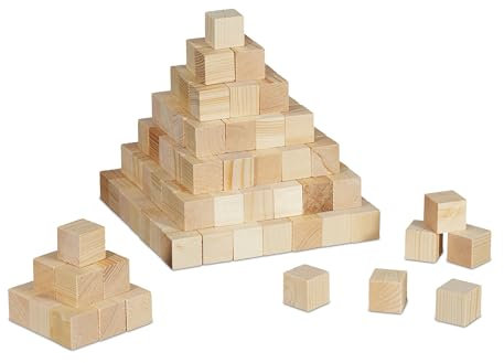Relaxdays Holzwürfel 160er Set, zum Basteln, Holzklötze 20mm, DIY Bastelklötzchen Deko, unbehandelt, Kiefernholz, Natur