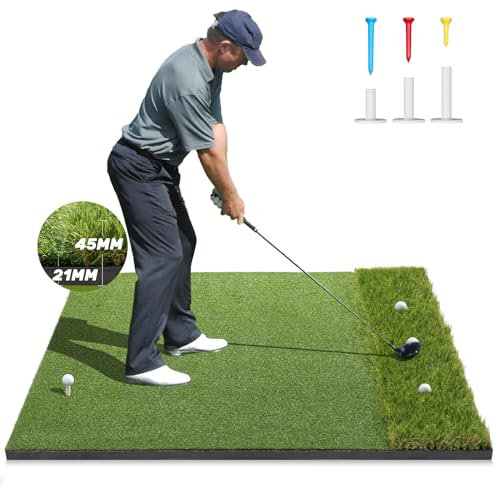 Premium Dual-Turf Golf Mat: 5x4ft Thickened for Backyard, Driving Range, Indoor & Outdoor Practice Hitting, Swing & Chipping, Ideal Gifts for Men Dad