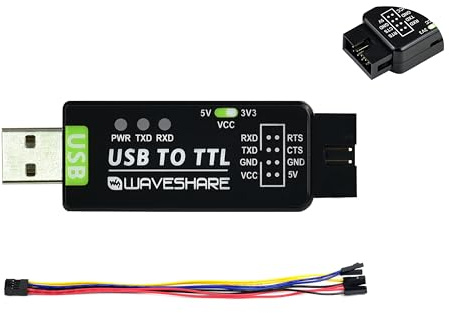 Wonrabai Industrial USB to TTL Converter Adapter, Onboard Original FT232RL Chip, Device Port UART 300bps ~ 3Mbps Data Rate, Compatible with Win7/8/8.1/10/11,Linux, Android, Wince,etc.