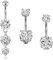 WillTen 3Pcs Silber Bauchnabelpiercing Chirurgenstahl, 14G 10mm Bauchnabelpiercing Schmetterling Herz Bauchnabelpiercing Set mit Anhänger, Piercing Bauchnabel Belly Piercing Bauchnabelpiercing Ring