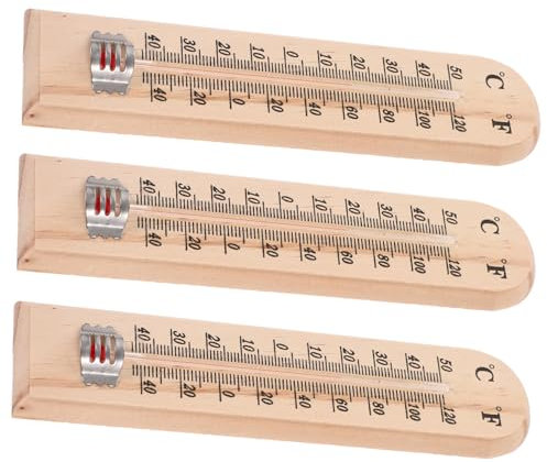 3 Piezas termómetro de madera termómetro exterior termometro pared termómetro para interior indicador de temperatura termómetro de nevera medidor de temperatura familiar