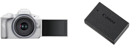 Canon EOS R50 Systemkamera + RF-S 18-45 is STM Objektiv - Spiegellose Kamera & 9967B002 Akku LP-E17, schwarz