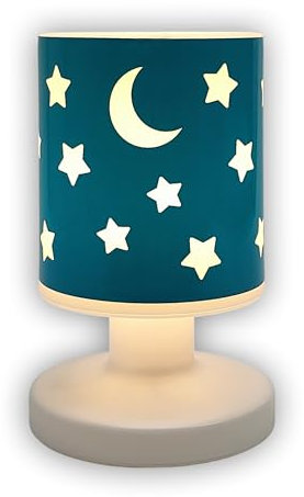 Niermann Standby Akku-Tischleuchte Petrol mit Sternen, 2200mAh, 1,5 Watt LED, bis zu 8 Stunden Leeuchtdauer, inkl. USB Kabel, Kinderlampe, Kinderleuchte