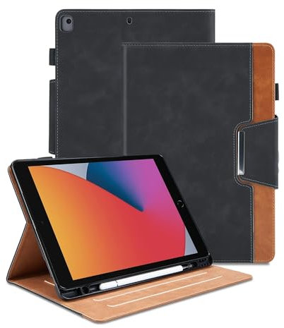 Custodia per iPad 8th Gen / 7th Gen/iPad Pro 10.5 / iPad Air 3rd Gen Cover Protettiva in Pelle PU Tablet Case Coperchio con Auto Sonno/Veglia, Chiusura Magnetica, Multi-Angolo, Tasca - Nero