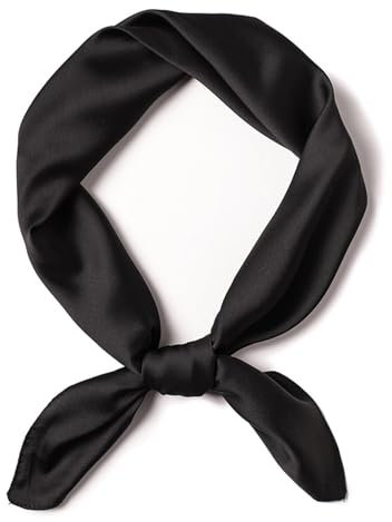 SHUBEIEUMI Seidentuch Damen, Seidenkopftuch, Einfarbiger Weicher Seidentuch, Halstuch Größe 70 cm x 70 cm, Damen Tuch Schal (Schwarz)