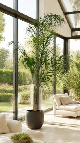 Königinpalme 200–250 cm – Syagrus romanzoffiana – große exotische Zimmerpalme mit eleganten Wedeln – dekorative Kübelpflanze für Wintergarten, Terrasse und helle Wohnräume