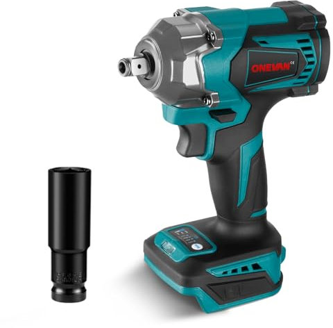ONEVAN avvitatore a impulsi a batteria, 700Nm 1/2 avvitatore ad impulsi elettrico per Makita 18V, 4 velocità, brushless chiave a percussione senza fili, pistola a impulsi a batteria
