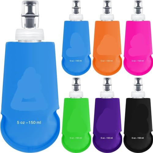 PMVRTHQV Lot de 4 gourdes souples de 150 ml - Bouteille d'eau souple pliable - Idéal pour la course, la randonnée, le cyclisme, etc.