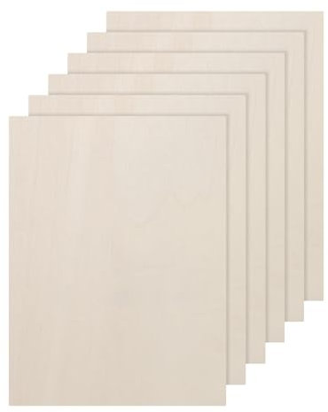DMiotech 6 Pack 7.1 x 5 x 1/4 Inches 6mm Thick Wood Sheets Basswood Sheets Unfinished Plywood Squares Plywood for DIY Craft Laser Wood Burning Drawing