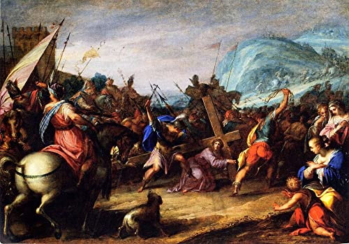 NAAYRASA Bekannt Leinwanddrucke Malerei Drucken Ölgemälde Die kreuztragung von hans von aachen Foto auf Leinwand für Wanddekoration 60x90cm