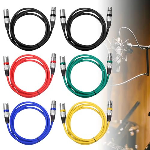 6Pack Cable XLR, Câble Microphone XLR, Câble De Microphone XLR, Cable XLR Male Femelle Câble De Microphone XLR Symétrique DMX Plug XLR Audio Connector 3 Pin Pour Les Enregistrement Studio, Microphones