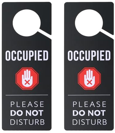 PATIKIL Cartello Appendere Porta Non Disturbare, 2pz Pvc Su Entrambi i Lati, Cartello Porta Occupata, per Ufficio, Riunioni, Sessioni, Casa, Registrazione, Grigio, 9,3 x 3,5 Pollici