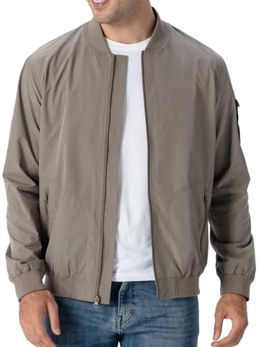 Rdruko Bomberjacke Herren Blouson jacke Übergangsjacke Leichte Fliegerjacke Herbst Male Freizeit Outdoor Jacken-Khaki L