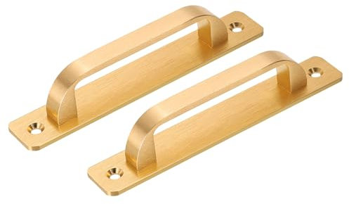 sourcing map 2 Pcs Barn Door Handle, 5.79 Inch Door Pull Handles, Patio Gate Handle for Cabinet Garage Sliding Door Closet Drawer Shed, Gold