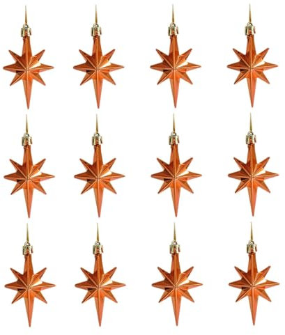 Colcolo 12 Stück Weihnachtsstern-Ornamente, Weihnachtsdekorationen, galvanisierte Feiertags-Party-Dekorationen, Heimdekoration für, Bronzefarben