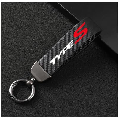 Générique Porte-CléS De Voiture pour Honda Type S, Porte-CléS De Voiture en Microfiber Cuir avec Anneau en D Pivotant à 360°,Black