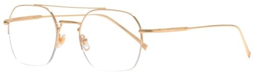 EYEGLSMST Modischer Flieger Lesebrille 1,0 für Männer und Frauen, Retro Halbrand Anti Licht Blau Computer Leser, Vintage Metall Lesegerät brille zur Vermeidung von Augenermüdung