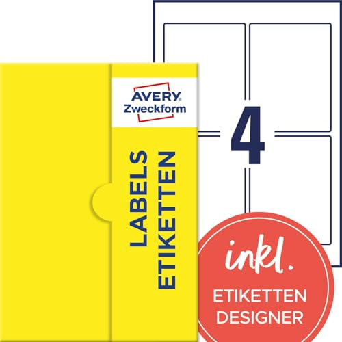 AVERY Zweckform P3460-25 Universal Etiketten (100 Klebeetiketten, 90x120mm auf A4, Papier matt, bedruckbare Produktetiketten, selbstklebende Marmeladenetiketten, individuelle Aufkleber) 25 Blatt, weiß