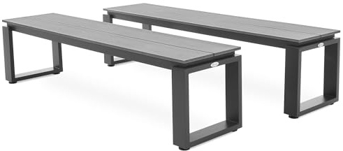di volio Gartenbank Pisa Aluminium Holzoptik 3-Sitzer wetterfest für Garten | 160 cm breit, rostfrei, UV-beständig, bis 320 kg belastbar, leicht, Terrasse, Balkon, pflegeleicht