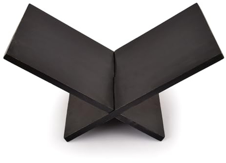 Indus Lifespace Buchständer, Mangoholz, Kreuzrahmen, schwarzer Buchhalter aus Holz, für Zeitschriften, Kunstbücher, Kochbücher, Bibeln, Koran (33 x 22,9 x 3,8 cm)