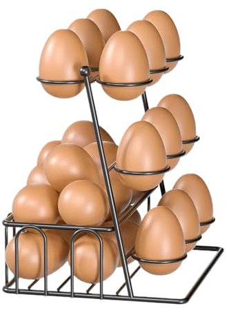 Theken-Eierregal, Metall, Aufbewahrungsregal für frische Eier, große Kapazität, schwarzer Organizer-Korb, eleganter und stilvoller Eierbehälterhalter für Zuhause und Wohnung, Küche