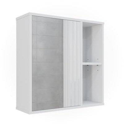 Vicco Badspiegelschrank Leano, Badezimmerspiegel, Weiß, 60 x 60 cm