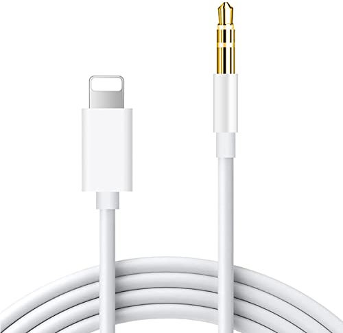Vinmooog Auxiliar Coche para iPhone, [MFi Certificado] Cable Audio Jack 3.5mm Adaptador Auricular Estéreo Compatible con iPhone 14/13/12/11/XS/XR/8/7,Bianco, 1M